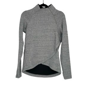IBKÜL Womens Gray Long Sleeve Mock Funnel Collar‎ Asymmetrical Pullover Small
